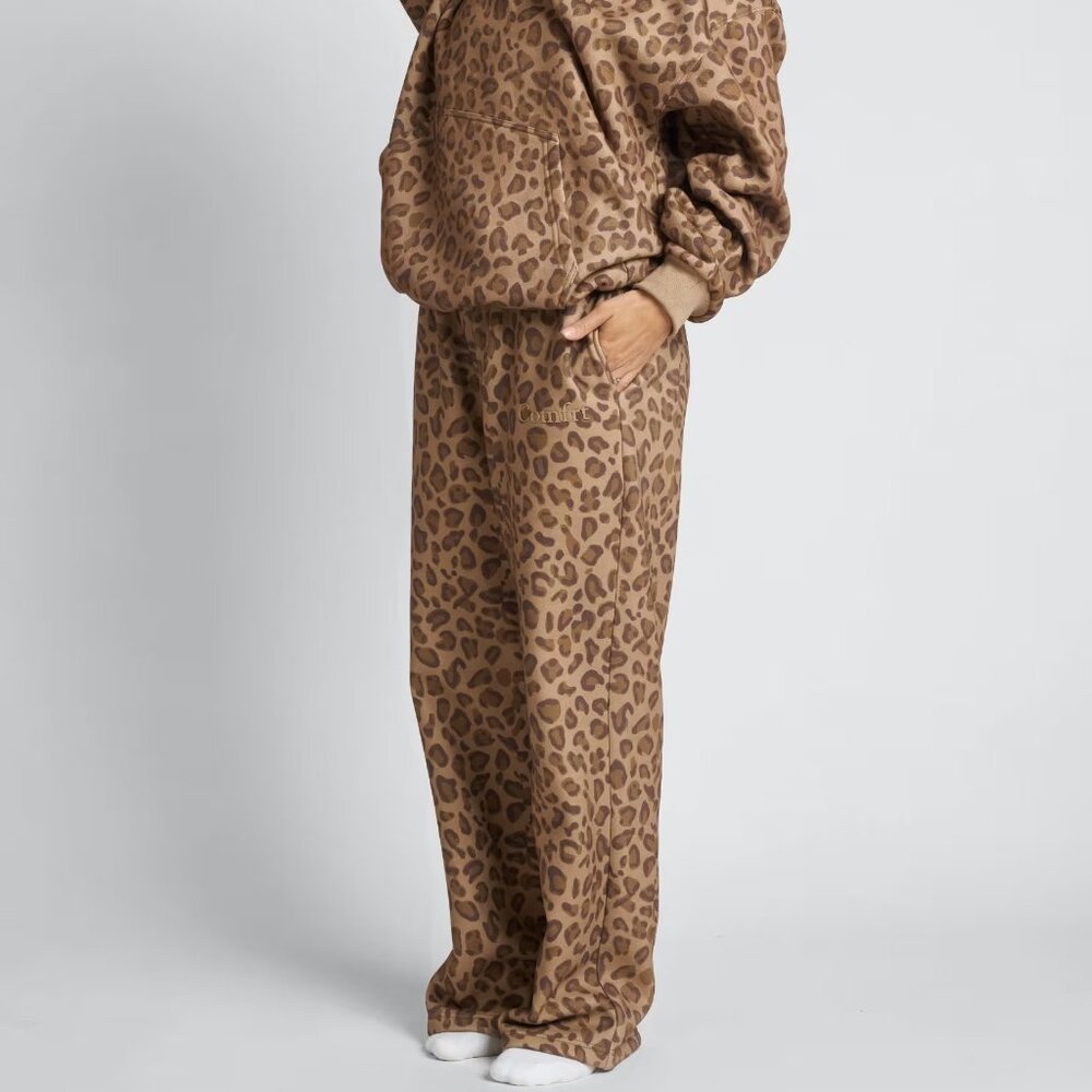 Comfrt Brown Leopard Straight leg Sweatpants 2X | Cozy Lounge Pants | NEW